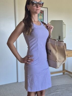 Vintage Alain Manoukian Lilac Gingham Check Dress – Size 38 Small